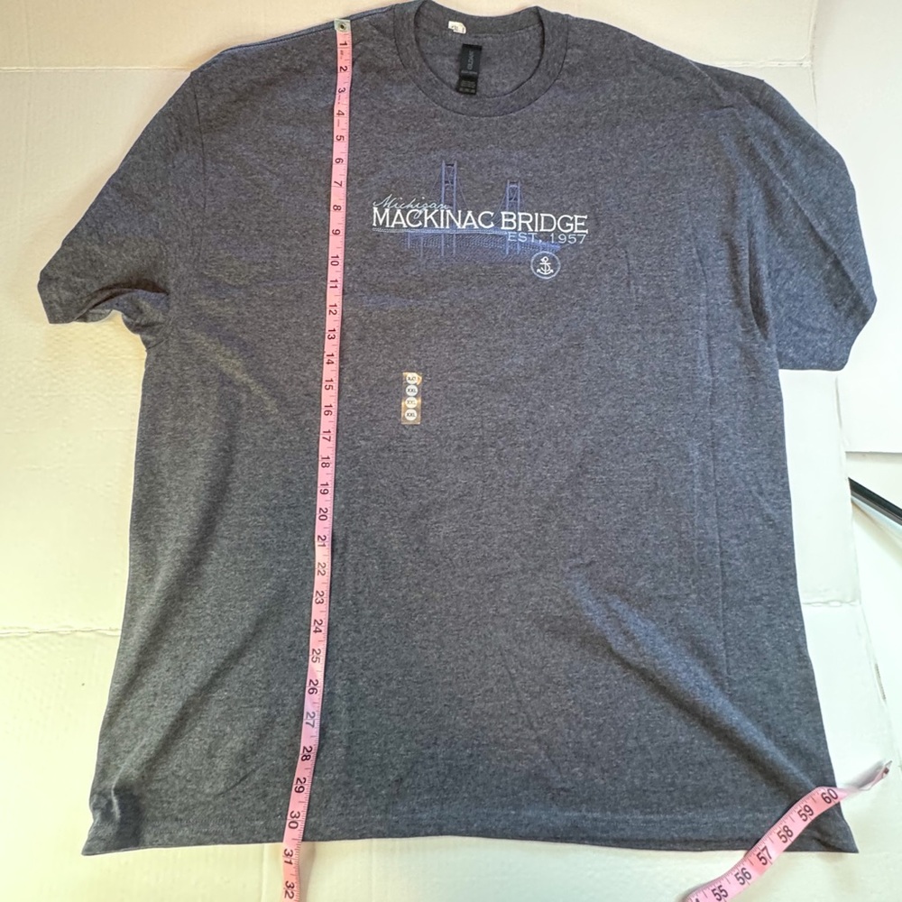 Michigan Mackinac Bridge Graphic Tee 2XL Heather Gray Travel Shirt - Picture 8 of 8